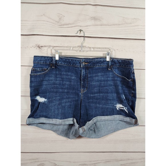 Old Navy Women's Blue High Rise Distressed Boyfriend Jeans Shorts Size 22 Plus - Picture 1 of 7
